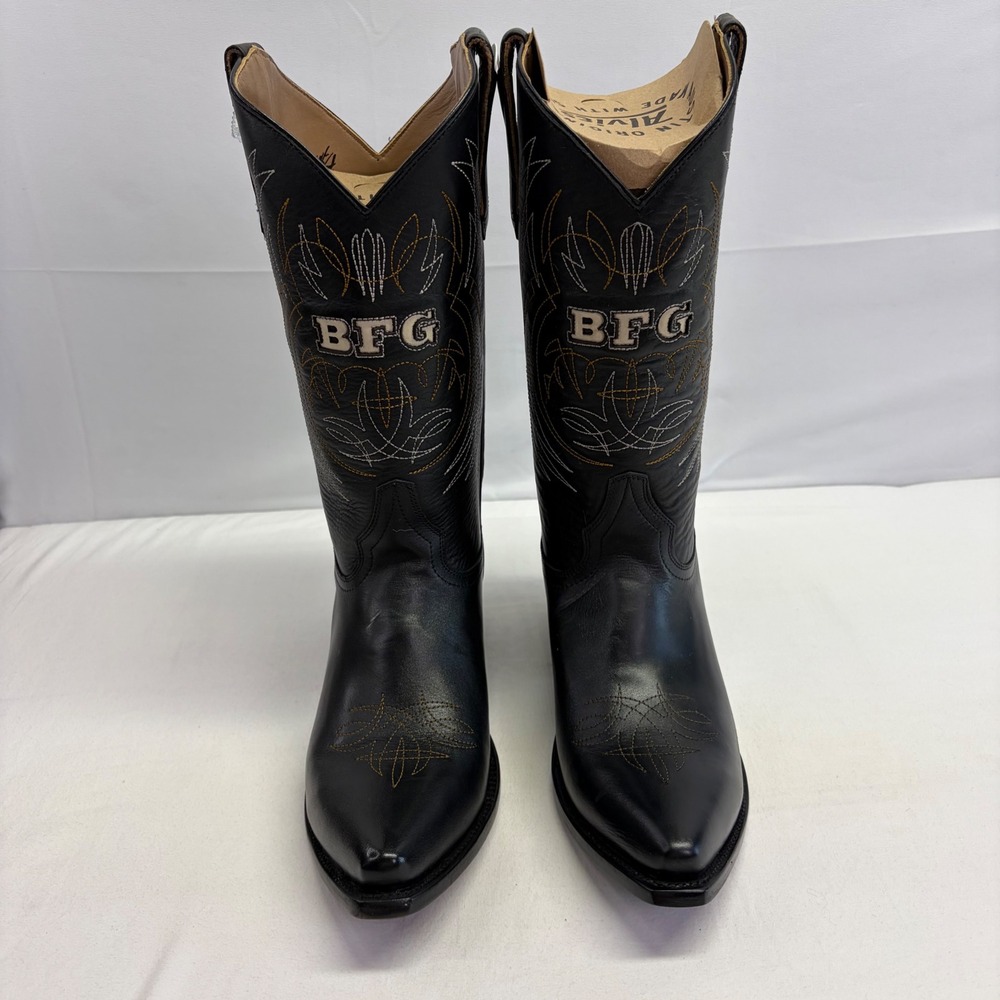 Alvies Billy F Gibbons BFG 01 Western Boots Mens 10 DE Black Leather Rockabilly